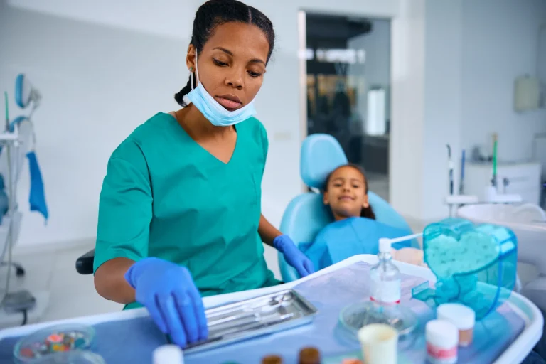 Pediatric dentistry treatment session